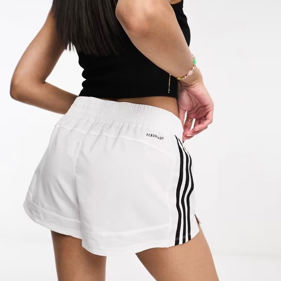 adidas Women's Aeroready Shorts Size Small White with Black Stripes - Picture 10 of 10